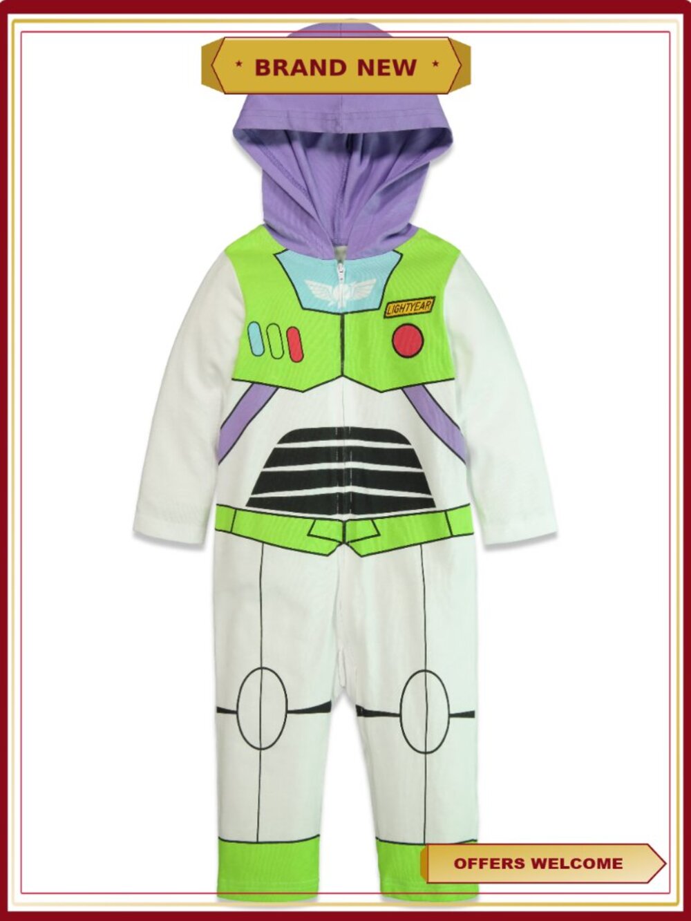 Toddler Boys Buzz Lightyear Costume Coverall Hood
